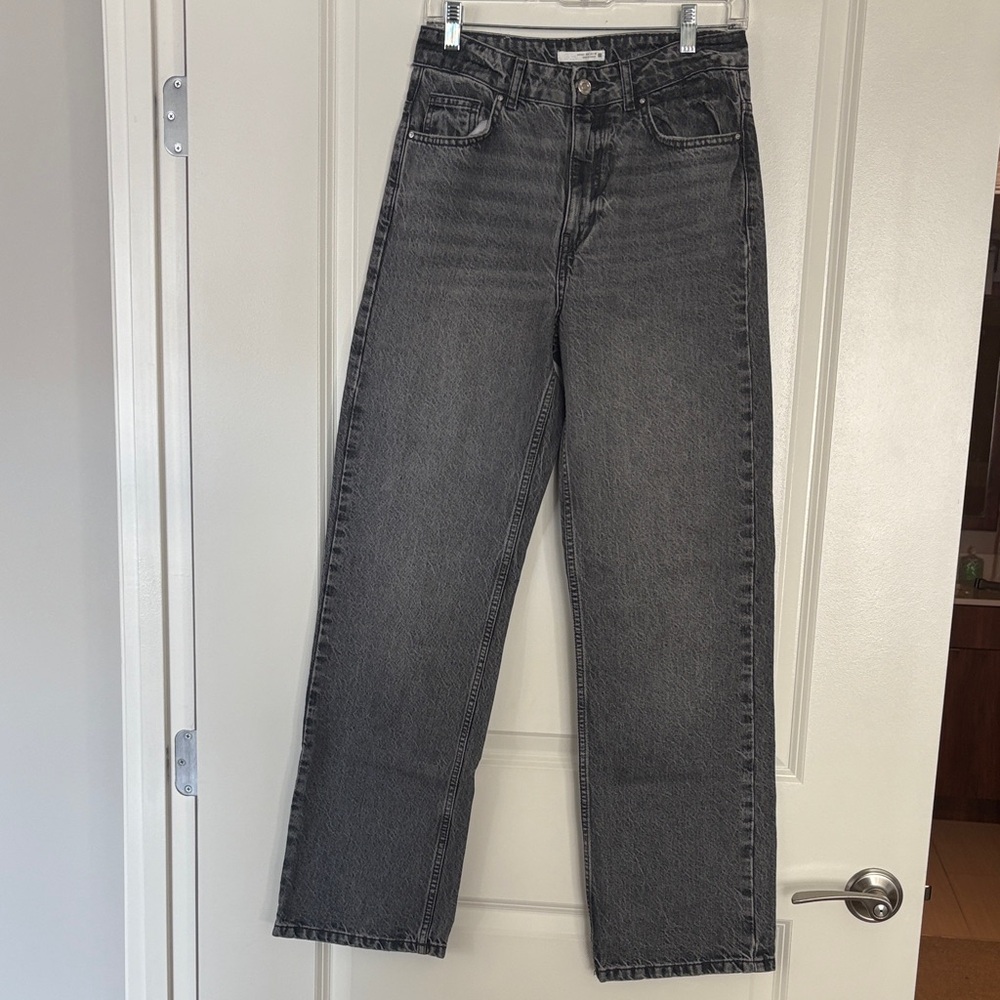 Zara Charcoal Straight-Leg Jeans
